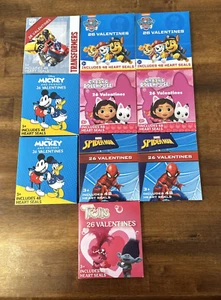 Valentines 10 Packs - 26 Per Box - New-Mickey Spider-Man Trolls Transformers - Picture 1 of 8