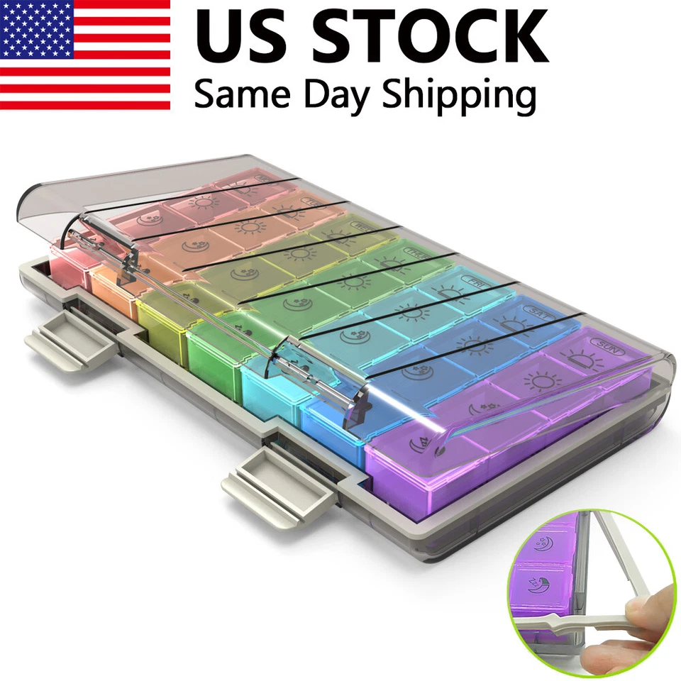 Large Weekly Pill Organizer Moisture-Proof 4 Times a Day 7 day Medicine Storage - Image 1 of 4