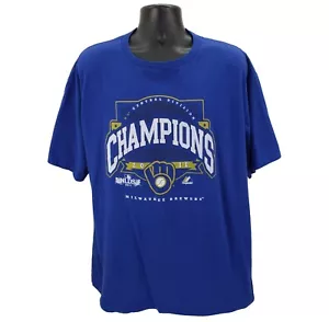 Milwaukee Brewers T-Shirt Men's XL Baseball NLDS 2011 Champions Blue by Majestic - Picture 1 of 6
