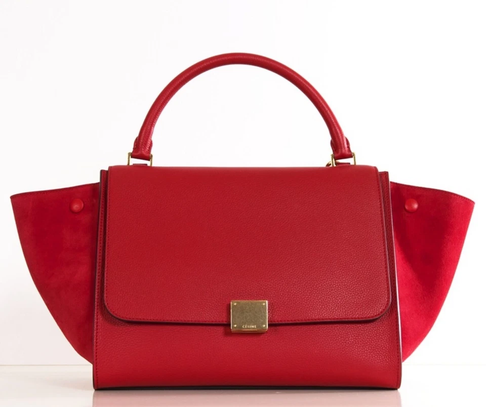 Bolso Trapecio Grande Celine Auténtico $3,450 Old Celine (era Phoebe Philo) Rojo Foto 1 de 4