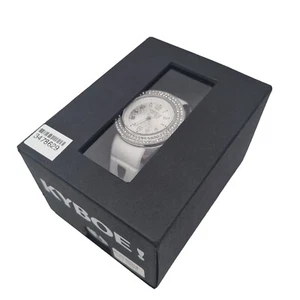 KYBOE! Riesige 40 Leucht Quarz Silber Kristall Armbanduhr Kunststoffband Neu/NOS - Bild 1 von 9