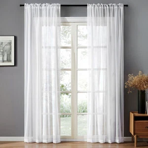 2 Panels Solid Color Sheer Voile Window Curtain Drapes Rod Pocket Living Room - Picture 1 of 22