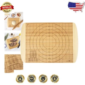 Dual-Sided Bamboo Butcher Block: Baker’s Board with Juice Grooves & Measurements - Picture 1 of 10