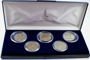5 Teiliges Münzset (1 Rubel) Olympische Spiele, Moskau 1980 Anlagenmünzen Konvol - Bild 1 von 1