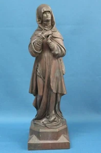 Antique Vintage Alloy Over Copper Nun Statue Unsigned - Picture 1 of 8