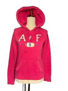 Abercrombie & Fitch Logo Stitched Y2K Hoodie Barbiecore Preppy Size Small - Picture 1 of 6