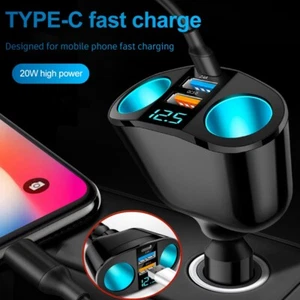 Dual USB Car Cigarette Lighter Socket Splitter Power Adapter Charger Outlet 12V - Picture 1 of 10