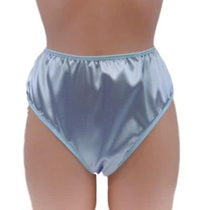 SHINY PALE BLUE SATIN VINTAGE STYLE KNICKERS PANTY SIZE XS- XXL MADE IN FRANCE - Picture 1 of 7