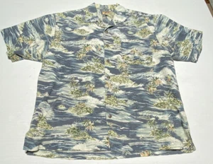 Red Turtle Men's Sz Med Aloha Hawaiian Island Blue Beach 1 Pocket Shirt - Picture 1 of 5