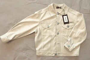 BORSABINO boys faux suede denim jacket style beige tan made in Italy sz.4 104cm - Picture 1 of 7