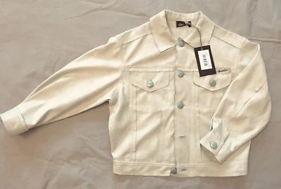 BORSABINO Chicos Imitación Gamuza Denim Chaqueta Estilo Beige Tostado Hecho en Italia Talla 4 104cm Foto 1 de 4