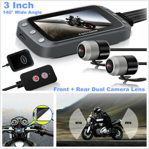 Motorcycle HD GPS Dash Dual Camera  3" Display Front+Rear DVR Driving Recorder