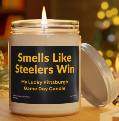 Customizable Pittsburgh Steelers Win Premium Scented Candle 9oz Football NFL Fan - Image 1 of 4