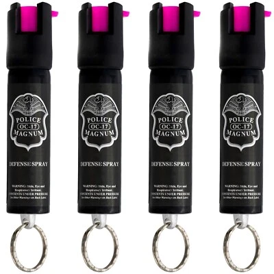 4 Police Magnum Spray Pimienta .75oz HP Llavero Seguridad Personal Defensa Protección Foto 1 de 4