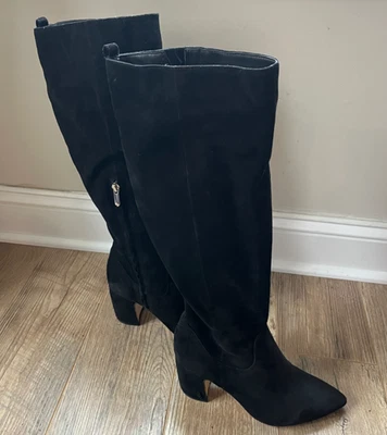 Women's Sam Edelman Hai Knee Black Suede Boots size 8 with Zipper-EUC - Image 1 of 4