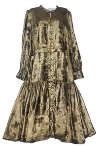 Vestido midi o maxi la Joie 18W botón cierre frontal dorado en capas flujo libre - Imagen 1 de 15