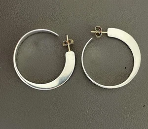 Kultige US-Designer Ed Levin Modernist Sterling 14K Gold Creolen (Q235) - Bild 1 von 10