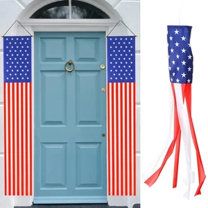 4th of July Patriotic Decorations- 2 Pcs Hanging American Flag Banners Porch ... - Picture 1 of 5