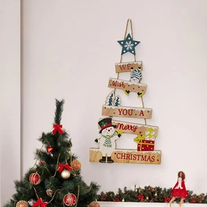 Christmas Wood Hanging Sign Decoration for Farmhouse Winter Jewelry Store - Picture 1 of 6