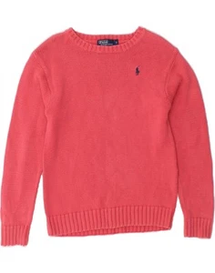 POLO RALPH LAUREN Mädchen Pullover Pulli mit U-Boot-Ausschnitt 6-7 Jahre rosa Baumwolle AH02 - Bild 1 von 4