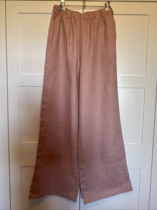 Aere Linen Pants Sz 10 In Dusky Pink, Full Leg Style - Picture 1 of 10