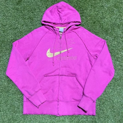 Women’s Nike Y2K Silver Tag Full Zip Pink Distressed Hoodie Sz XL Baggy Skater - Image 1 of 4
