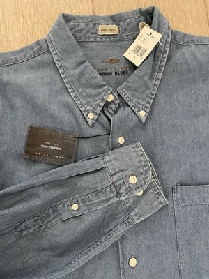 NEW Bloomingdales east island Indigo Blues Dobby Denim Long Sleeve Mens Shirt XL - Image 1 of 4