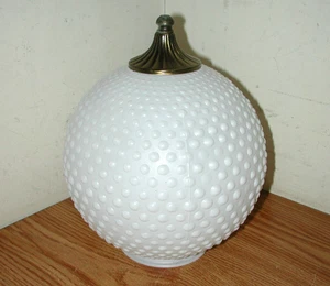 VINTAGE 8" DIAMETER HOBNAIL MILK GLASS SWAG LIGHT FIXTURE GLASS LAMP SHADE GLOBE - Picture 1 of 8