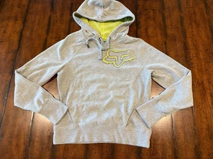 Fox Racing - Sudadera con capucha polar gris/verde lima bordada, talla mediana - Imagen 1 de 9