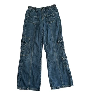 BDG Urban Outfitters Paper Bag Waist Cargo Wide Leg Denim Jeans Streetwear  - Picture 1 of 8
