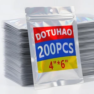 Paquete de 200 bolsas de Mylar, bolsas resellables de 4" x 6", bolsas de papel de aluminio, ba holográficas de Mylar... - Imagen 1 de 9