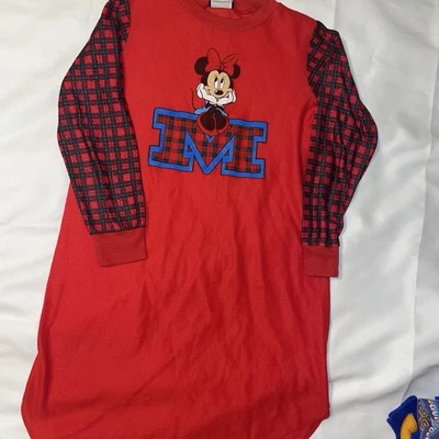 Vintage 90s Mickey For Kids Nightgown Minnie Disney Girls Flannel Sz 10 - Image 1 of 4