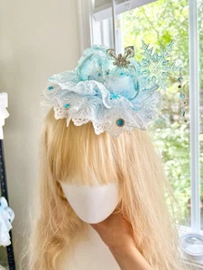handmade Blue hair clip,flower-shaped hair clip,lolita cosplay gift floral hai - Picture 1 of 3