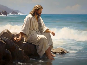 Jesus Christ Praying Beach Oil painting Home Decor Wall Art Printed on Canvas 21 - Picture 1 of 10