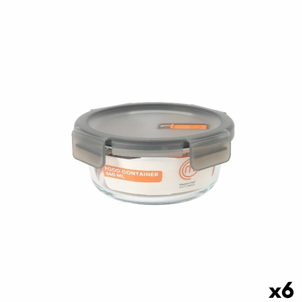 Porta pranzo Ermetico MasterChef Grigio Trasparente Rotonda 640 ml 6 Unità