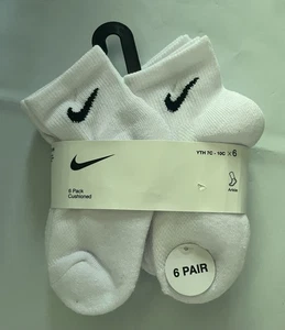 NIKE Boys Socks Ankle Cushioned School Kids 6 Pair Shoe Size 7C-10C White - Picture 1 of 2