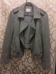 Loft Lounge Herbst Sweatshirt grau lässig Off-Center Reißverschluss Jacke Größe Small - Bild 1 von 6