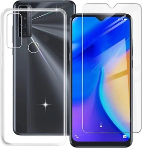 Pour TCL 20 SE VERRE TREMPÉ + COQUE TRANSPARENT PROTECTION ANTICHOC INTEGRAL LCD - Photo 1/11