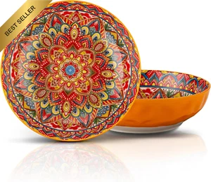 Large Serving Bowls,10 Inch Fruit Salad Bowls, 75 Oz Pasta Bowls Set of 2,Decora - Picture 1 of 12