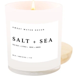Salt and Sea Candle - Sea Salt, Citrus, Amber, Musk, Beach Scented Soy Candles f - Picture 1 of 9