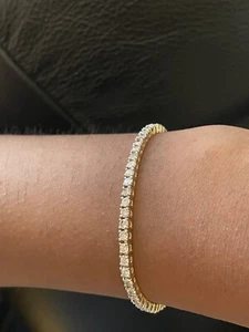 2.40 Ct Natural Round Diamond Claw Set Tennis Bracelet, 9k Yellow Gold - Picture 1 of 5