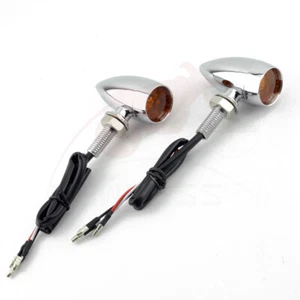Mini Turn signal light LED Chrome Yellow Beam Brake for Harley Motorcycle Honda - Imagen 1 de 8