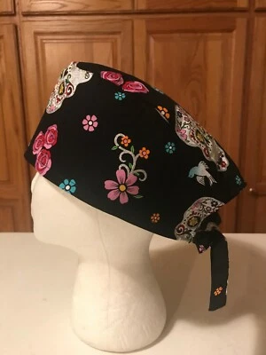 Sombrero Exfoliante o Chef Enfermería Médica Quimioterapia Día de Muertos con Tela de Algodón Brillo Foto 1 de 4