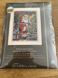 Kreuzstich-Kit Gold Kollektion ""Süßigkeitenstock Weihnachtsmann"" Neu nach Abmessungen - Bild 1 von 3