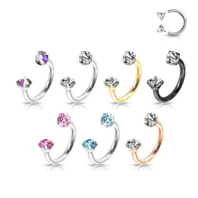 3 mm Prong Set CZ Circular Barbell Horseshoe Helix Nose Septum Tragus Lip 16G - Image 1 of 4