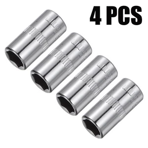 4Pcs 1/4-inch Drive 8mm Steel Chrome Plated 6-Point Shallow Socket - Picture 1 of 6
