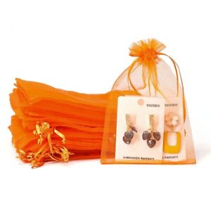 Orange Organza Gift Bags Jewelry Pouches Wedding Favor Party Candy Packing 100x