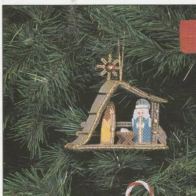 Nativity Christmas Ornament - 4-7/8"wx4-5/8"hx2"d - Plastic Canvas Pattern ONLY - Image 1 of 2