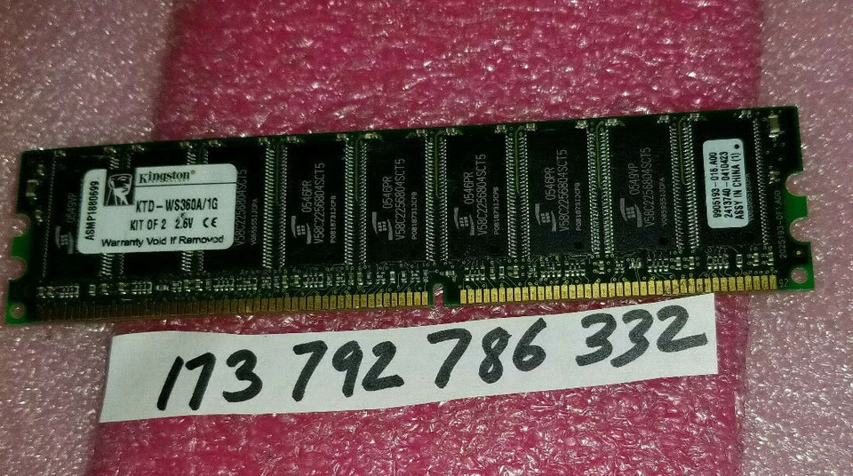 KINGSTON  512MB  PC-3200 DDR-400 CL2.5 184 PIN 2.6V MEMORY 184PIN ECC UNBUFFER - Image 1 of 1
