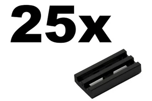 NEW LEGO - TILES - Modified - 1 x 2 - Grille Black tile x 25 - 1x2 - Picture 1 of 1